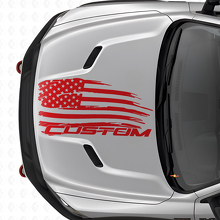 Abgenutzter amerikanischer Flaggen- und Schriftzug-Haubenaufkleber aus Vinyl für Dodge Ram_4