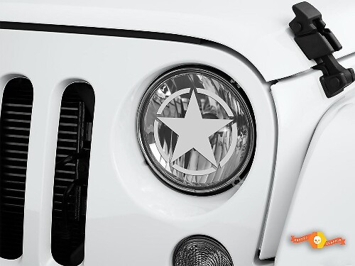 Militärstern-Scheinwerfer Ätzglas Vinylaufkleber-Set für Jeep Wrangler