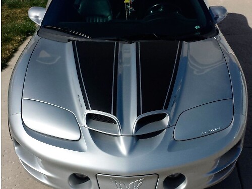 Doppelte Streifen Motorhauben-Dach-Spoiler Vinyl-Aufkleber-Set für Pontiac Firebird Trans Am 1998-2002