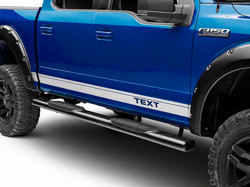 TEXT Silberne Streifen Rocker Panel Vinyl Aufkleber Sticker für Ford F-150
