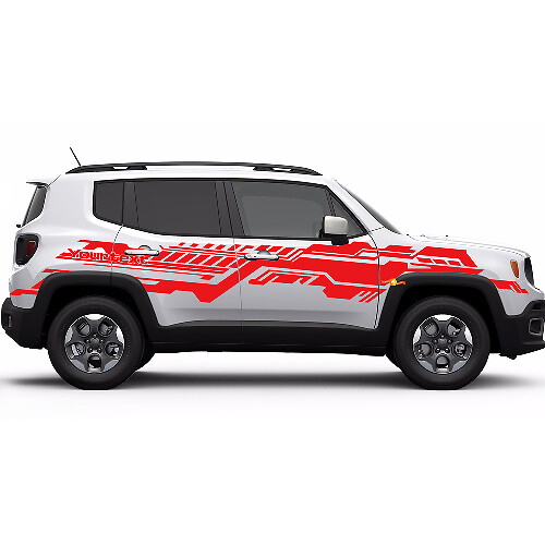 Technischer Grunge Grafikstil Seitenstreifen Vinylaufkleber für Jeep Renegade