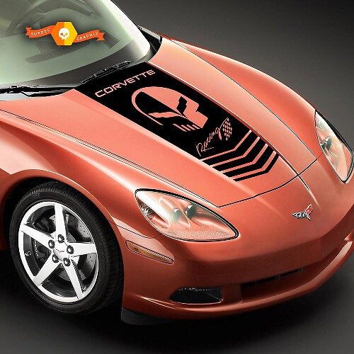 Corvette Racing Jake Skull Hauben Vinyl-Aufkleber Sticker für Chevrolet Corvette C6 2005-2013