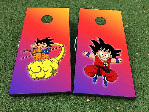 Anime-Cornhole-Brett Vinyl-Aufkleber-Set inspiriert von Dragon Ball
