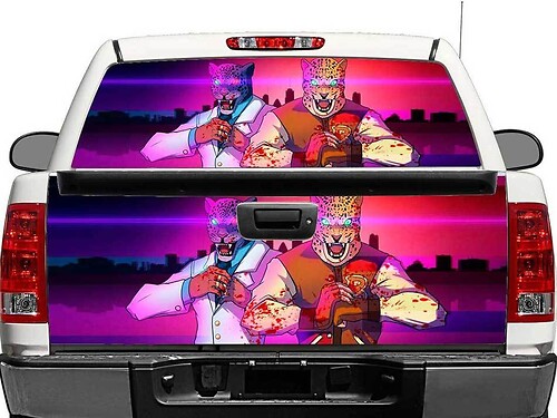 Hotline Miami X Tekken Heckscheiben- oder Heckklappen-Vinylaufkleber für Trucks
