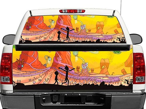 Rick and Morty Rückfenster- oder Heckklappen-Vinylaufkleber für Trucks