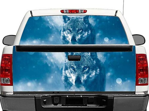 Wolf Winter Heckscheiben- oder Heckklappen-Vinylaufkleber für Pick-up Trucks und SUVs