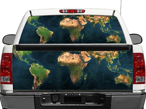Weltkarte Heckscheiben- oder Heckklappen-Vinylaufkleber für Pick-up Trucks und SUVs