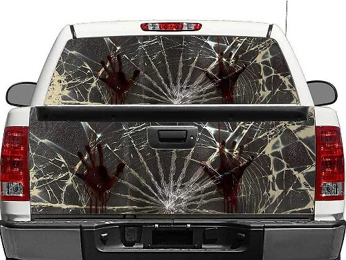Zombie Hände Aufgebrochene Glasscheibe Heckscheibe oder Heckklappenaufkleber für Trucks SUVs