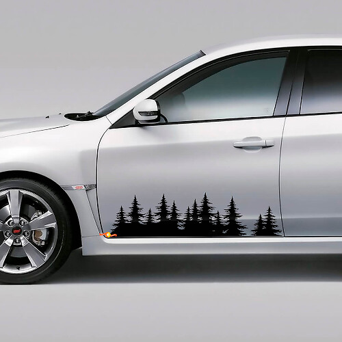 Wald-Silhouette Seitentür Vinyl-Aufkleber-Set für Subaru WRX STI und Forester