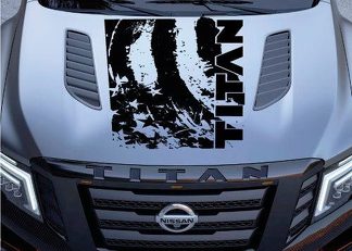 Distressed American Flag Nissan Titan Logo Hood Truck Vinyl Aufkleber Grafik Pickup