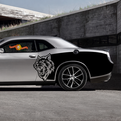 Custom Cat Head Billboard Pair Seite Hinterer Kotflügel Vinylaufkleber für Dodge Challenger Hellcat 2015-2020