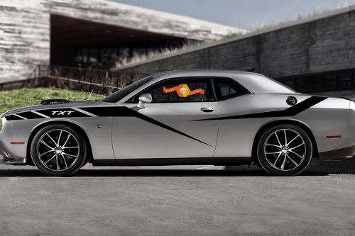 TXT Strobe Seitenstreifen Paar Seiten Vinyl Aufkleber Sticker für Dodge Challenger
