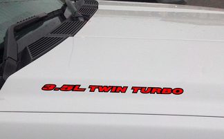 3.5L TWIN TURBO Motorhauben-Vinyl-Aufkleber: Ford F150 Mustang EcoBoost V6 (Umriss)
