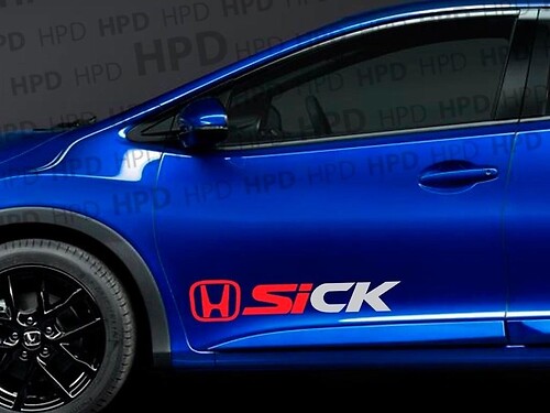 Civic Si Sick Honda Vinyl Decal Racing Sticker JDM EK Door D Racing illest
