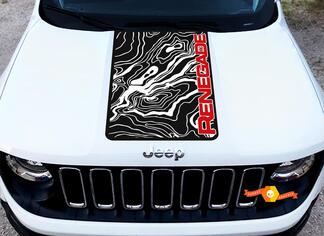 2-farbiger Jeep Renegade Topografischer Karten-Logo-Grafik-Vinyl-Aufkleber für die Motorhaube, SUV-Aufkleber