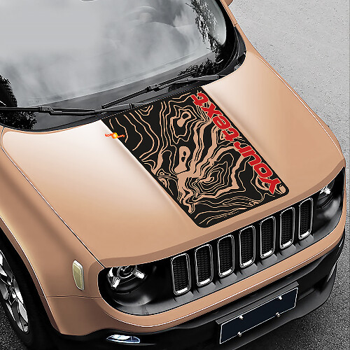 Topografische Karten-Motorhauben-Vinylaufkleber für Jeep Renegade