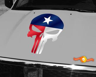 Vinyl-Aufkleber mit Punisher-Schädel, Texas-Staatsflagge, passend für alle Autos/LKWs/Jeeps