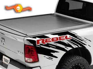 Paar Dodge Ram Rebel Splash Grunge Logo Truck Vinyl Aufkleber Bett Grafik gegossen 2 Farben

