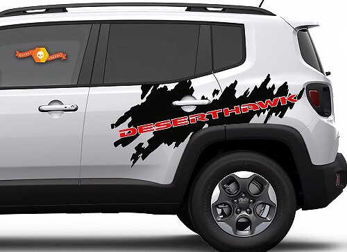 2-farbiger Jeep Renegade DesertHawk Side Splash Graphic Vinyl Aufkleber Aufkleber Desert Hawk SUV