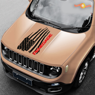 2-farbiger Motorhauben-Jeep Renegade Distressed American Flag Logo SUV-Grafik-Vinyl-Aufkleber
