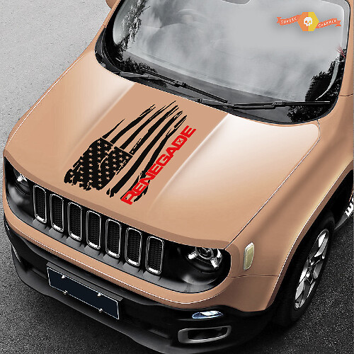 American-Flag-Logo-Motorhaube Verwaschener SUV-Grafik-Vinylaufkleber für Jeep Renegade
