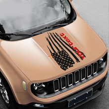 Abgenutzter amerikanischer Flaggen-Motorhauben-Vinylaufkleber 2 für Jeep Renegade 3