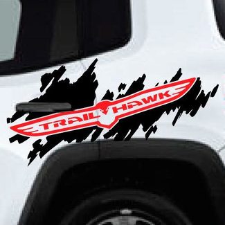 Zweifarbiger Trail Hawk TrailHawk Jeep Renegade Cherokee Side Splash Logo Vinyl-Aufkleber