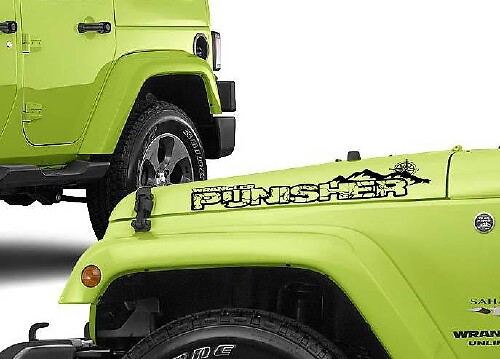Individuelle Text-Mountain-Style-Motorhauben-Vinylaufkleber Paar für Jeep Wrangler