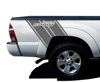 Powered by Sport Truck Bed Stripes Vinyl-Grafik-Aufkleber – 4 x 4 Toyota Tacoma