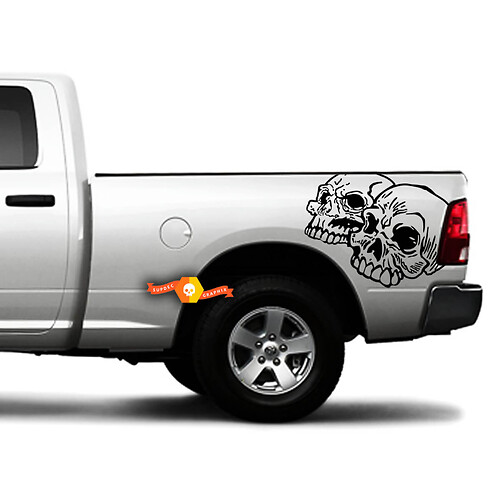 Zwei Totenschädel Nachttisch Vinyl-Aufkleber für Toyota Tacoma