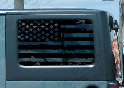 Abgenutzter USA-Flaggen-Heckseitenscheiben-Vinylaufkleber für Jeep Wrangler