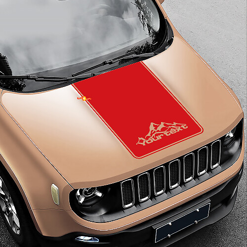 Mountains Style Blackout Vinyl Motorhaubenaufkleber 2 für Jeep Renegade