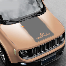Mountains Style Blackout Vinyl Motorhaubenaufkleber 2 für Jeep Renegade 2