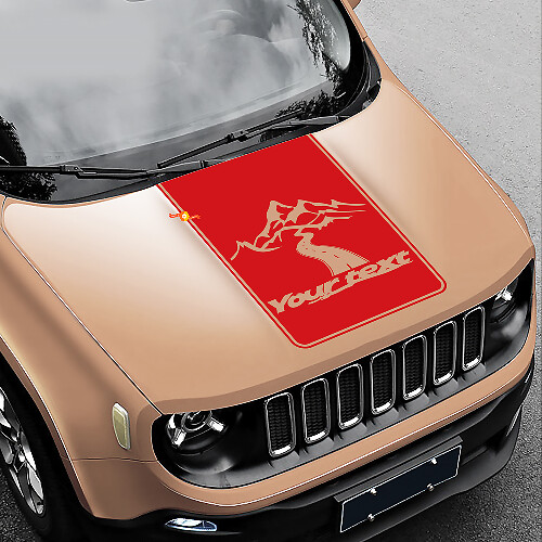 Road To Mountains Style Blackout Vinyl Motorhaubenaufkleber für Jeep Renegade 1
