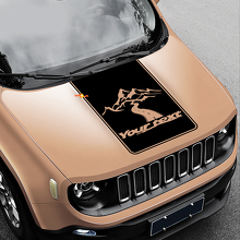 Road To Mountains Style Blackout Vinyl Motorhaubenaufkleber für Jeep Renegade 3