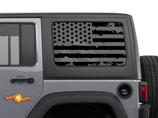2x Jeep Hardtop Flaggenaufkleber Distressed Used USA American Wrangler JKU Window