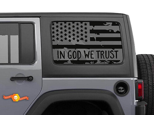 In God We Trust USA Flag Seitenfenster Vinyl-Aufkleber Set für Jeep Wrangler
