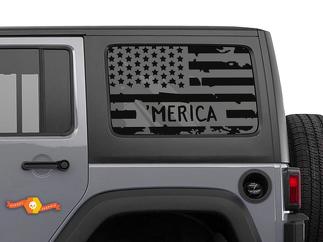 2x Jeep Hardtop Flaggenaufkleber - 'Merica - USA American Wrangler JKU Window