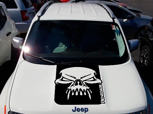 Jeep Renegade Hood Skull Grunge Grafik Vinyl Aufkleber Aufkleber Seite SUV