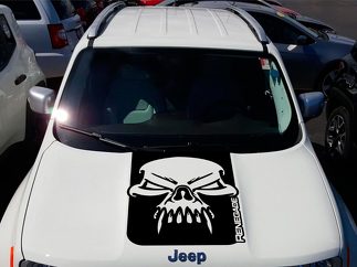 Jeep Renegade Hood Skull Grunge Grafik Vinyl Aufkleber Aufkleber Seite SUV