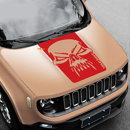 Totenkopf-Grunge-Grafik Motorhauben-Vinylaufkleber Seitenaufkleber für Jeep Renegade 1