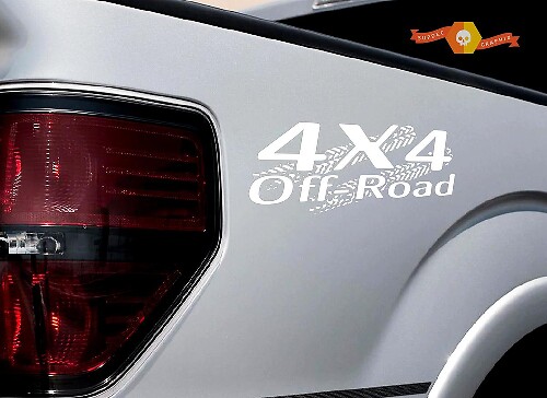 4 x 4 OFF ROAD Reifenspur Aufkleber Aufkleber LKW TRD Tacoma Jeep Dodge Chevy Ford Wht