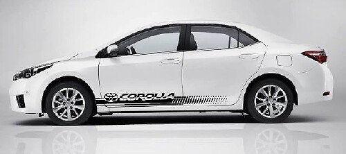 Markierte Kariert Seitenstreifen Vinyl Aufkleber Set für Toyota Corolla