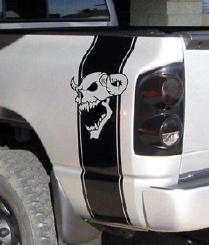 Totenkopf-Grafik Heckseiten-Streifen Vinyl-Aufkleber für Dodge Ram Truck