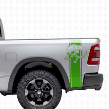 Umrissstreifen mit Totenkopf-Bettseiten-Vinyl-Aufkleber für Dodge Ram 1500_3
