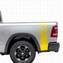 Umrissstreifen mit Totenkopf-Bettseiten-Vinyl-Aufkleber für Dodge Ram 1500_5