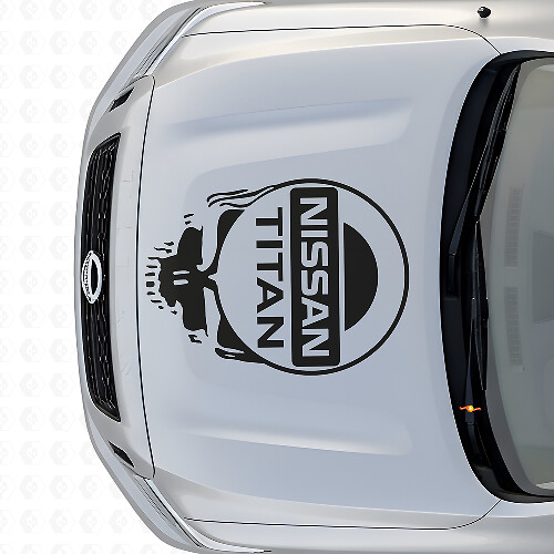 Markenlogo Schädelstil Motorhauben-Vinylaufkleber für Nissan Titan