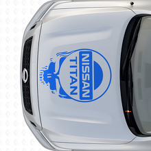 Markenlogo Schädelstil Motorhauben-Vinylaufkleber für Nissan Titan_2