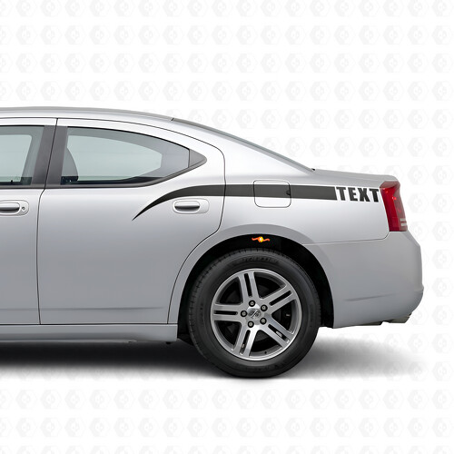 Gebogene Akzentstreifen & benutzerdefinierte Text-Seitenvinylaufkleber für Dodge Charger 2006-2010