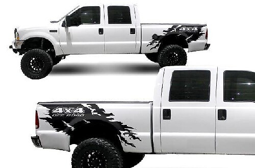 Ford F-250 (1999–2006) Custom Vinyl Sticker Wrap Kit – 4x4 Torn

